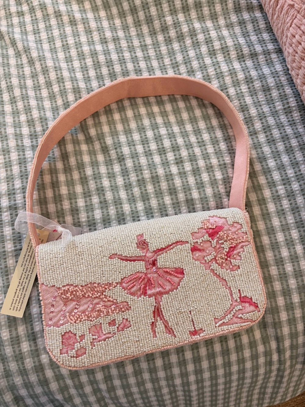 Pink Beaded Ballerina Shoulder Bag